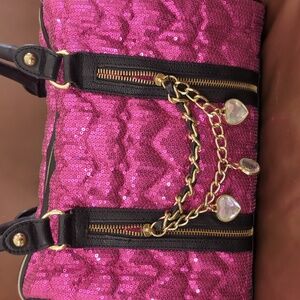 Betsy Johnson Fushia Sequin Women's Bag with Gold Accents #2 Is True Color